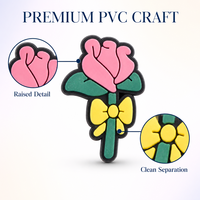 Breloques en PVC pour sabots, motifs fleurs, plantes, dinosaures, monstres, crânes brodés, décorations de chaussures DIY pour sabots et sandales, vente en gros