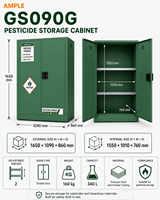 Armoire de stockage de produits chimiques 340L (90 gallons) verte, armoire de sécurité pour pesticides, double porte en acier pour laboratoire, atelier, OEM, ODM
