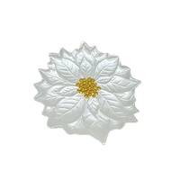 Assiette de service en verre avec centre floral 3D doré, pour mariage, banquet, décoration de la maison, plat en verre, centre de table, restaurant, goûter