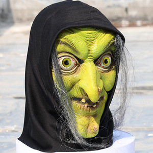 Máscara de Bruja Verde, Talla Única, Accesorio de Disfraz de Halloween, Diseño Geométrico de Dibujos Animados - Product Image 4