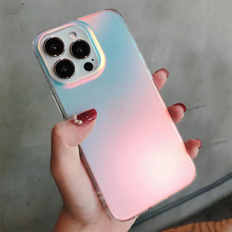 Ốp Điện Thoại Laser Gradient Lấp Lánh Lấp Lánh Trong Suốt Bằng Silicon TPU Aurora Mờ Mềm Cho iPhone 14 13 Pro Max Ốp