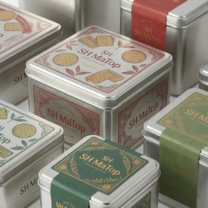 Boîtes en métal carrées sur mesure pour boîte cadeau de biscuits - Product Image 2