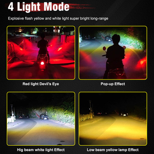 Phares LED 12V-80V adaptés aux motos de rue sportives et aux voitures Phares clignotants IP67 à 4 couleurs - Product Image 6