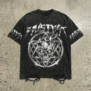 Camiseta de Hombre Estilo Streetwear, Oversize, Hombros Caídos, Corte Cuadrado, 100% Algodón, Lavado Ácido, Impresión Digital, Personalizada OEM - Product Image 2