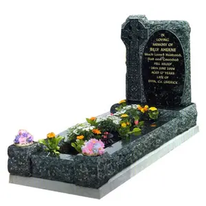挪威祖母绿珍珠抛光成品切割尺寸瓷砖和石板墓碑墓碑