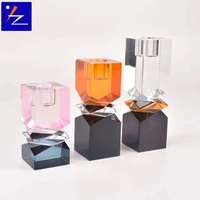 Porte-bougie en cristal facetté, cube géométrique empilé