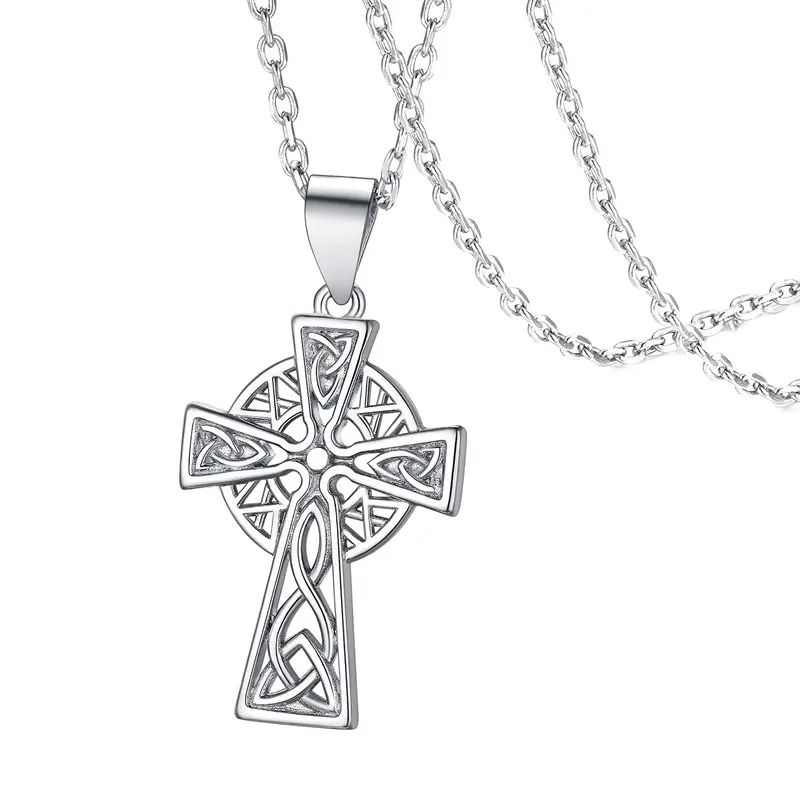 Celtic Knot Pendant Necklace Irish Jewelry for Women Men Triangle Vintage/Cross Pendant Stainless Steel Necklaces