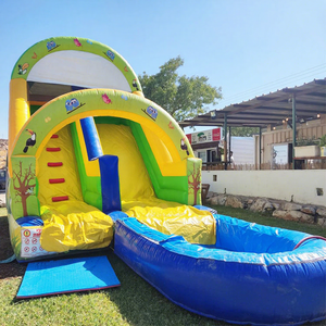 Structure gonflable aquatique de qualité commerciale pour enfants, avec toboggan et piscine, pour fêtes en plein air. - Product Image 1
