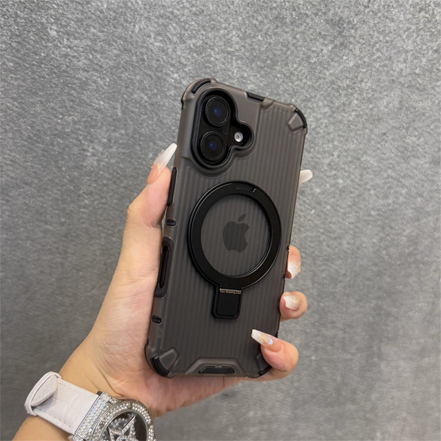 Kickstand Shockproof Cell Phone Case for iPhone 12 13 14 Plus 15 16 17 Air Pro Max Back Cover with Magnetic Ring Holder