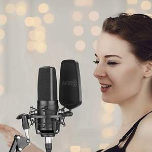 BOYA BY-M1000 <span class=keywords><strong>Studio</strong></span> professionnel à grand diaphragme filaire, microphone audio vocal dynamique <span class=keywords><strong>pour</strong></span> l'enregistrement de chansons et la diffusion en direct Vlog - Product Image 6