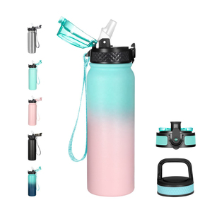 Custom Logo 750ml Eco-friendly Handgrip Gradient Sports Vacuum Insulated 304 Stainless Steel Double Walled Water Bottle Lid - Product Image 1