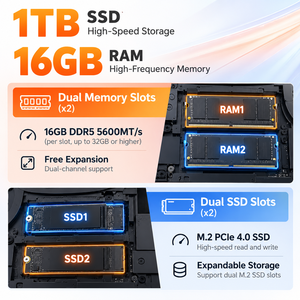 16 Inch Gaming Laptop AMD R9-8945HX RTX 5060 240Hz QHD Gaming Notebook 32GB RAM 1TB SSD High Performance Gaming PC Laptop - Product Image 5