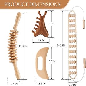 Rodillo de Masaje Terapéutico Curvo de Madera, Herramienta Manual para Celulitis, Puntos Gatillo, Drenaje Linfático, Anticelulítico, Liberación Muscular - Product Image 2