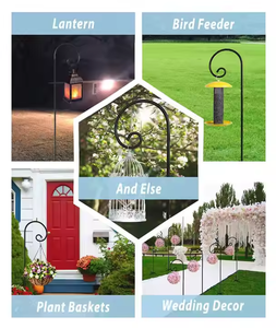 Jardin extérieur 60 pouces mangeoire à oiseaux crochet de berger noir pour accrocher des lumières solaires Pot de fleur décoration crochets de berger - Product Image 5