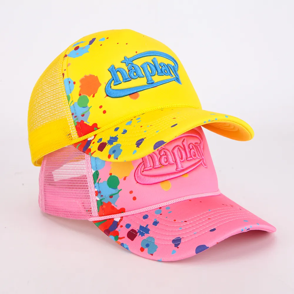 Stampa personalizzata 3D sbuffo Logo 5 pannelli maglia poliestere berretto da Baseball Gorras Golf corda schiuma cappello camionista