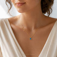 Collier personnalisé en acier inoxydable plaqué or 18 carats PVD, étanche, avec nom en écriture cursive et pierre de naissance, bijoux pour femmes, cadeau de la Saint-Valentin