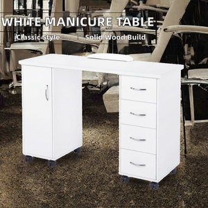 Table de Manucure en Bois Blanc Offre Spéciale, Table à Ongles avec Support pour les Mains, Mobilier de Salon de Coiffure, Design Traditionnel, Portable pour Salon de Beauté - Product Image 2