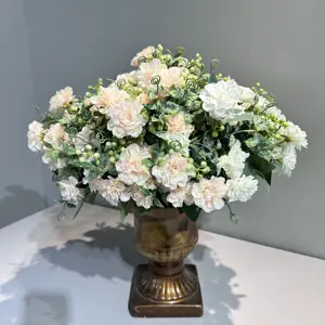 ผ้าไหมสีขาว9หัวดอกกุหลาบดอกกุหลาบสำหรับห้องนั่งเล่นโต๊ะอาหารตกแต่งงานแต่งงาน