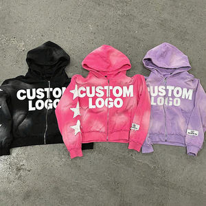 맞춤형 코튼 투피스 아플리케 패치 자수 플레어 스웨트 팬츠 및 후디 스트리트 대형 산성 워시 스웨트 슈트 - Product Image 5