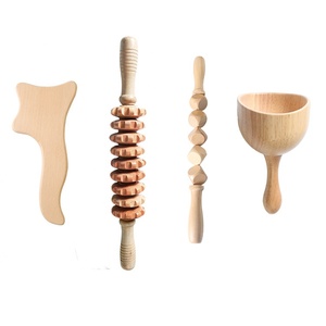 Taza de masaje de terapia <span class=keywords><strong>sueca</strong></span> de madera de haya, palo rodante de tendón, tablero de raspado, conjunto de masajeador de cabeza de seta para el cuerpo - Product Image 5