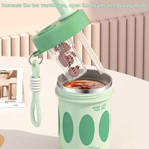 Insulated Travel Mug with Straw Lid 550ml Portable Stainless Steel Coffee Tumbler Reusable Eco-Friendly Water <b>Cup</b> for Office - Product Image 4