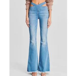 Jeans de Mezclilla Vintage de Diseño Moderno 2025, Pantalones Acampanados, Ajustados y Lavados para Mujer, Venta al Por Mayor - Product Image 2