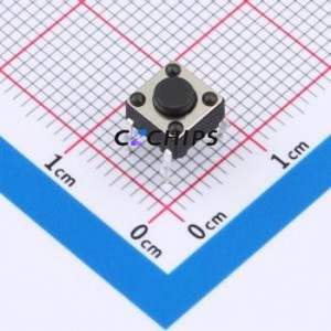 TSA06131-045B332BA Tactile Switch Through hole-4P,6.1x6.1mm Switch Single Pole Single Throw Round Button 1.8N 6.1mm - Product Image 1