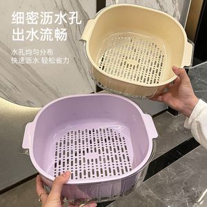 Zhuangye Panier de lavage et d'égouttage double couche en plastique épaissi pour légumes, fruits et riz, pour cuisine - Product Image 4