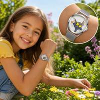 Montre à quartz unisexe en acrylique et cuir, motif dessin animé, pour enfants, hommes et femmes, avec aiguilles uniques, idéale pour un cadeau – Vente directe usine Ting Mingyi
