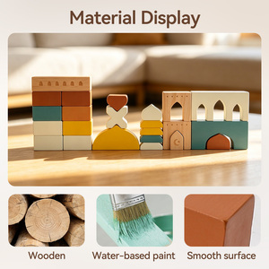 Set di Blocchi di Costruzione in <span class=keywords><strong>Legno</strong></span> Stile Nordico per Moschea, Architettura Islamica con Minareto e Luna Crescente, Regalo per Ramadan ed Eid, Gioco Educativo <span class=keywords><strong>Montessori</strong></span> - Product Image 6