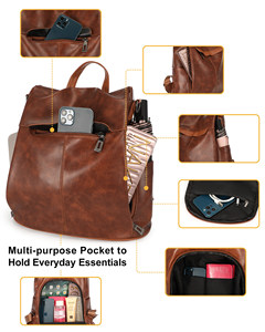 LOIRAL Fashion Ladies <strong>Handbags</strong> and Shoulder PU Leather Anti-theft <strong>Rucksack</strong> With Multipurpose Design Backpack Purse for Women - Product Image 4