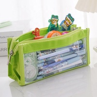 Trousse à crayons transparente en PVC pour garçons et filles, grande capacité, fournitures scolaires