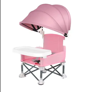 स्टॉक आउटडोर फोल्डिंग बेबी सीट पिकनिक समुद्र तट पर बच्चों की कुर्सी सनशेड और डाइनिंग ट्रे के साथ - Product Image 5