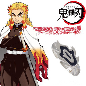 Nuovo arrivo anelli di moda demone Slayer cartone animato lega di metallo nero Rengoku kyoujolou <span class=keywords><strong>Anime</strong></span> anelli per gli uomini - Product Image 1