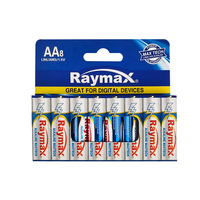 Batería alcalina AAA de grado premium RoHS sin mercurio de larga duración Raymax 3A Batería de calidad superior