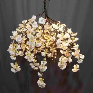 Custom made indoor party decor hanging artificial Cherry blossom tree with Led lights