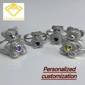 خاتم ألماس على شكل دب أنيق وعصري من مجموعة FH الرقيقة المطلية للذكرى السنوية - Product Image 3