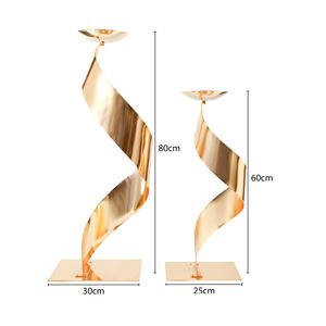 LANJO Spiral Metal Flower Stand Wedding <b>Table</b> Centerpiece Pedestal Stand RTS Gold-plated flower stand - Product Image 5