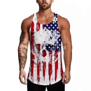 Men's Tank <b>Top</b> American Flag <b>Skull</b> Print Breathable Anti-Pilling 160g Street Style O-Neck Sleeveless <b>Top</b> 100% Cotton Gym <b>Tops</b> - Product Image 1