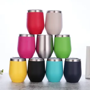 best selling 2020 12oz Double wall stainless steel thermal red wine tumbler vacuum insulated wine glass with powder coating