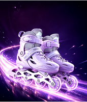 Patins à roulettes ajustables pour filles débutantes, patins à roulettes mignons de couleur rose et violet pour la pratique du patinage en plein air