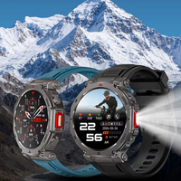 Montre connectée avec batterie 1000 mAh, lampe torche pour sports de plein air, surveillance de la fréquence cardiaque, résistance à l'eau, suivi de la santé pour hommes