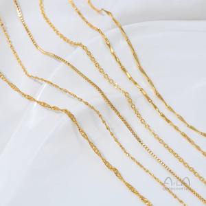 Chaîne plaquée or véritable 24 carats, forte conservation de la couleur, collier, <span class=keywords><strong>lingot</strong></span>, collier DIY, bracelet, extension, S - Product Image 3