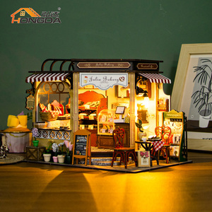 Hongda M2422 Julia panetteria casa delle bambole in legno casa delle bambole per ragazze diy casa delle bambole in miniatura kit con luce - Product Image 6