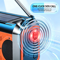 Radio Solar Multifunción con Manivela, 10000mAh, Radio Meteorológica de Emergencia con SOS