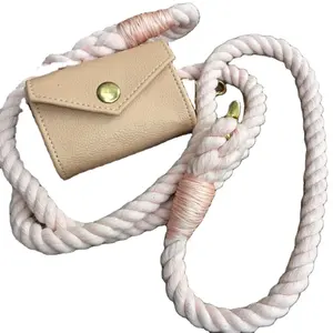狗绳 % 100棉绳匹配治疗袋项圈线束所有颜色真皮手柄定制长度粉色高品质