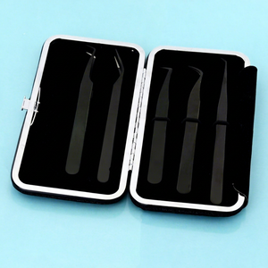 Pinzas para pestañas con punta de fibra, herramienta aplicadora de pestañas, pinzas de aislamiento rectas, pinzas de extensión de pestañas con volumen para pestañas postizas - Product Image 1