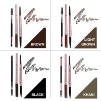 Crayon à sourcils double embout 2-en-1 avec brosse, kit de teinture pour sourcils imperméable longue tenue, crayon à sourcils professionnel avec brosse