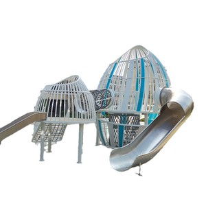 Tobogán de acero inoxidable para exteriores, estructura de escalada con forma de cohete, combinación de tobogán para parques de atracciones. - Product Image 4