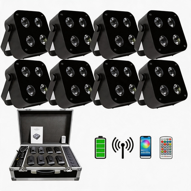 Outdoor Waterproof   IR4 Uplight Wireless DMX LED Par Light 4x18 Watt Battery Flat IP65 Touch Display 24G  IR Remote&WIFI